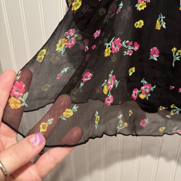 Johnny Was Fernanda Floral Peasant Blouse Silk Ruffled Size Large - Picture 3 of 7